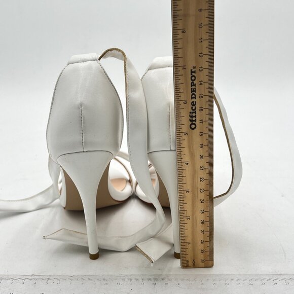 XYD White Open Toe with Cute Bowtie Ankle Strap High Heels Sweet Girls Sandals - Picture 5 of 8